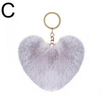 Large Heart Pompom Key Chain For Women Rainbow Plush Ball Keychain Car Bag Pendant Fashion Jewelry Fluffy Love Pompons Keyring pilka