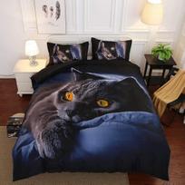 Soft Microfiber Bedding Set With Black Cat Print - Ideal For Adults And Children Duvet Cover Included EU Single(135*200cm)3pcs black