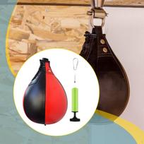 Boxing Speed Bag Punch Exercise Ball,PU Leather Hanging Ball Speedbag for Fitness Black Red black