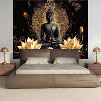 VIKAMA Luxury Dark Background Zen Buddha Scene Tapestry Stylish Wall Decor For Apartment Studio Modern Aesthetic Backdrop Decor 74x94cm(29x37in) gray