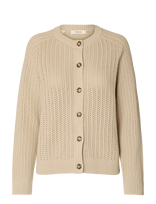 Selected - Slwolga Ls Knit Struc O-Neck Cardigan - Megztinis - Kreminė spalva