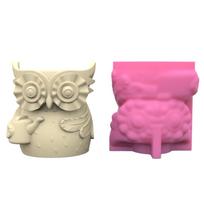 Owl Mom Dad Concrete Silicone Pot Mold Succulent Flowerpot Clay Cement Plaster Molds DIY Home Garden Flower Pots Mould