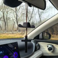 Mini Cowboy Hat Car Hanging Ornament  Auto Interior Rearview Mirror Decoration Accessories gray