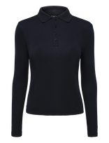 Lauren Ralph Lauren - Rib-Knit Long-Sleeve Polo Shirt - Polo marškinėliai - Tamsiai mėlyna