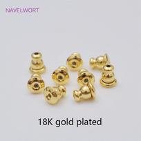 14K Gold Plated Earring Backs Stoppers For DIY Jewelry Making Accessories Brass Metal Earring Blocked Caps Wholesale 10 pieces beige