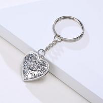 Vnox Personalize Engrave Name Heart Locket Key Chains for Women Men,Custom Family Love Photos Anniversary Keepsake Gifts No Custom beige