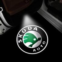 VYRC2 Car HD Projector Lamp Car Door Wireless Welcome Light LED Decoration For Skoda Octavia KAMIQ KODIAQ SUPERB RAPID FABIA YETI black