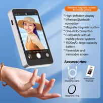 Monitor Screen for Smartphone Rear Camera Wireless Magnetic Selfie Monitor Screen for Vlog Live Stream iPhone 16 Samsung Xiaomi