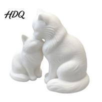 Compact Bedside Ornament 3D Printed Cat Figurine Cute Mother And Baby Kitten Statue Matte Black Statue Minimalist Animal for Home Office, balta