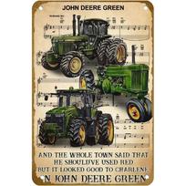 Farmer Farming Tractor Driver Poster John Lovers Deere Green Lyrics Song Poster Vintage Metal Tin Sign Logo Family Club Bar Cafe 20X30CM beige