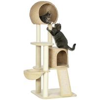 Cat Tree, with Cat House, Multiple Platforms, Hammock, Scratching Mat, Anti-Tip Protection, Beige, 60 x 60 x 150cm 60 x 60 x 150 cm smėlis