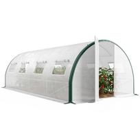Garden tunnel greenhouse 18m², tunnel garden greenhouse with doors and 8 windows, PE tarpaulin 140g/m², 600 x 300 x 200 cm, white 600 x 300 x 200 cm