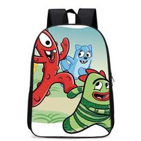 Yo Gabba Gabba Student School Bag Tide Print Backpack Fashion Single Item Black School Bag Black order - 17inch red