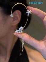 Fashionable Non-hole Earrings Long Tassel Ear Hooks Non-pierced Ear Clips One Size auksas