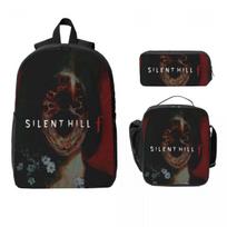3Pcs Silent Hill F Horror Backpack Set for Boy Girl Pencil Boxes Bookbag Sets with Lunch Box For School Students Daypack