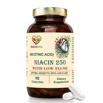NutraLiebe Niacin Nicotinic Acid - Moderate Dose, Low Flush Formula, 90 Capsules for Cardiovascular and Energy Support