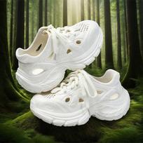 Summer Men Women EVA One‑Piece Molding Clogs, Breathable Thick‑Sole Casual Sport Shoes, Lightweight Slip‑On Footwear For Daily Outdoor Use 36 balta