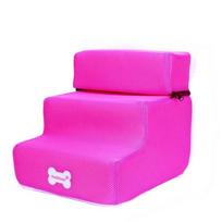 Multicolor Durable Puppy Climbing Dog Ramp Stairs Anti-slip Pet Ramp Ladder Dogs Bed Stairs Dog House Pet Supplies (Rose Red,2 step-30X35X20CM-) rožinė raudona spalva