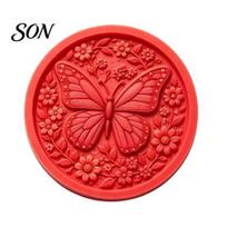 Reusable Silicone Mould Garden Stepping Stone Mold, DIY Concrete Cement Stucco Decor Round Casting Mold for Pathway Patio Yard Lawn Decoration D red