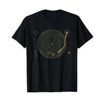 Space Dj Solar System Turntable Edm T Shirt Vintage Stretched Casual Slightly Stylish Streetwear Comfortable Graphic S black