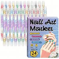 24-Color Nail Art Pen Set - Acrylic Pigment Dotting and Line Pens for DIY Nail Art Design gray