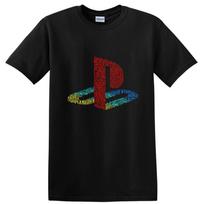 PlayStation Logo Retro Gaming T Shirt for Gamers Vintage Tee Style 2XL brown