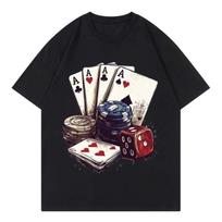 Fun Casino Poker Graphic Tee Men's Women's Clothing Y2k Short-sleeved Tee High Quality Cotton S XXXL gray