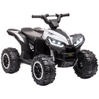 12V Electric Quad Buggy for Children, 6 km/h Max Speed, Light Effects, Child's Seat (Ages 3-5), Metal, PP, Black and White