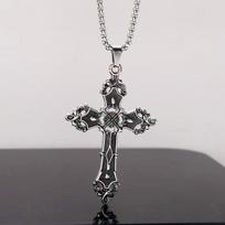 Gothic Baroque Cross Necklace With Stainless Steel And Electroplated Finish For Men And Women Style 1 gray