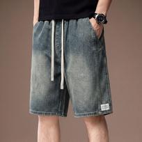 High-end American retro washed and old five-point jeans men's summer thin loose straight trendy casual shorts M fits 50-60kg gray