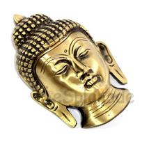 Serene Brass Buddha Face Wall Hanging black