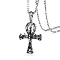 Titano plieno vyriškas vėrinys, egiptietiškas Ancho kryžiaus pakabukas, lietas iš titano plieno vėrinys 50CM(Necklace Size) auksas
