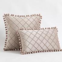 30X50Cm 45X45Cm PomPoms Velvet Throw Pillow Cases For Farmhouse Home Decor Cozy Soft Blue Cushion Covers Couch Pillowcase 30x50cm 1pcs cover beige
