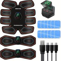 EMS Muscle Stimulation Belt Electric ABS Stimulator Trainer EMS Abdominal Exerciser Toning Belts Arm Leg Back Fitness Massager brown