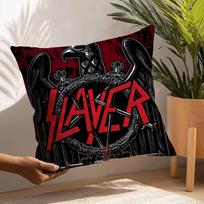 SlayerS H-Heavy M-Metal Rock Grupės Pagalvės Užvalkalas Pliušinis Audinys Minkštas Pagalvės Užvalkalas Dvipusis Spaudinys Pagalvės Užvalkalas Namų Dovana 12x12Inch gray