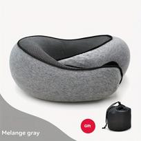 1pc ELHIVE Memory Foam Travel Pillow with Breathable Cover - Neck & Back, Machine Washable Portable Pillow Suitable for Airplane, Car, Office & Home pilka spalva
