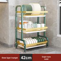 Multi-functional 3-Tier Foldable Kitchen Dish Drying Rack white