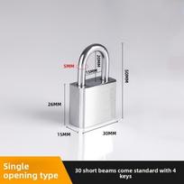 304 Stainless Steel Door Lock Padlock Silver Heavy Duty Antirust Street Lock Waterproof with 4 Keys Anti-pick Locks white