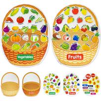 Montessori Busy Board for Toddler, Felt Learning Activity Board,Common Fruits and Vegetables  Sorting Learning for Preschool šviesiai geltonos spalvos