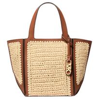 Michael Kors Mk Jordi Handcrafted Crochet Color Block Design Polypropylene Tote Bag Shopping Bag Handbag Small Women Tote Bags 30S5G9JT5W-1251 Basic Set (Bag) beige