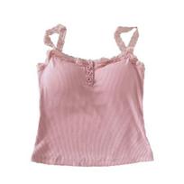 Women Sling Vest Pure Color Bottom Tops with Lace Splicing Built-in Chest Pad Soft Stretchy Camisole žalia