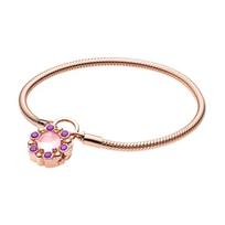 Pandora Gėlių Dekoracija 925 Sidabro Apyrankė Moteriška apyrankė Rožinio Aukso 587635NPM Box+Shopping Bag,18cm beige