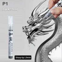 8Pcs 1MM Metallic Reflective Marker Pens - Permanent Gold Silver Paint Pen for DIY School Model gray
