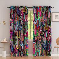 2-Piece Boho Vibrant Color Chic Geometric Drapes Light Filtering Filtering designed for Living Room Room Bedroom Kitchen Stylish Aesthetic Curtain W60H60(CM)x2pcs&Grommet Top blue