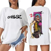 Gorillaz Band T-shirt Men Women's Rock Fashion Oversized Streetwear Female High Quality Soft Cotton Short Sleeve Tshirt S gray