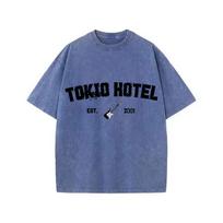 Retro Washed Vintage Tshirt Rock Band Tokio Hotel Kaulitz Tshirt Mens Fashion Casual Pullover Sweatshirt Men Women Tshirt S gray