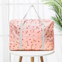 Lightweight Foldable Travel Duffel Bag, Water Resistant Carry On Tote with Luggage Hook, Packable Storage Organizer for Flight rožinė