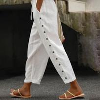 Women's Pants, Elastic Waist, Loose, All-match Casual Nine-point Trousers S balta