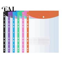 Snap Closure File Protectors Document Bag, 11-Hole Loose-leaf Design, Highly Transparent Sheet Protectors, Assorted Color Filing Sleeves Snap-on A