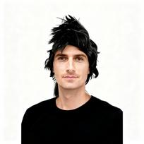 Black Spiky Punk Wig for Men Women Rock Style Cosplay Hairpiece Halloween Party Carnival Stage Performance Costume Accessory (Black,10 inches)